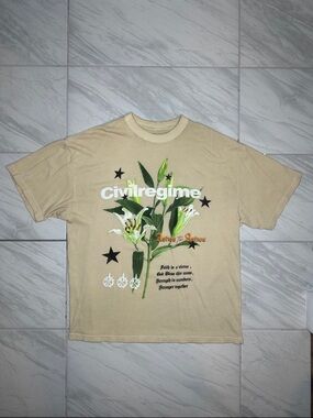 Civilregime Beige Graphic Short Sleeve Tee